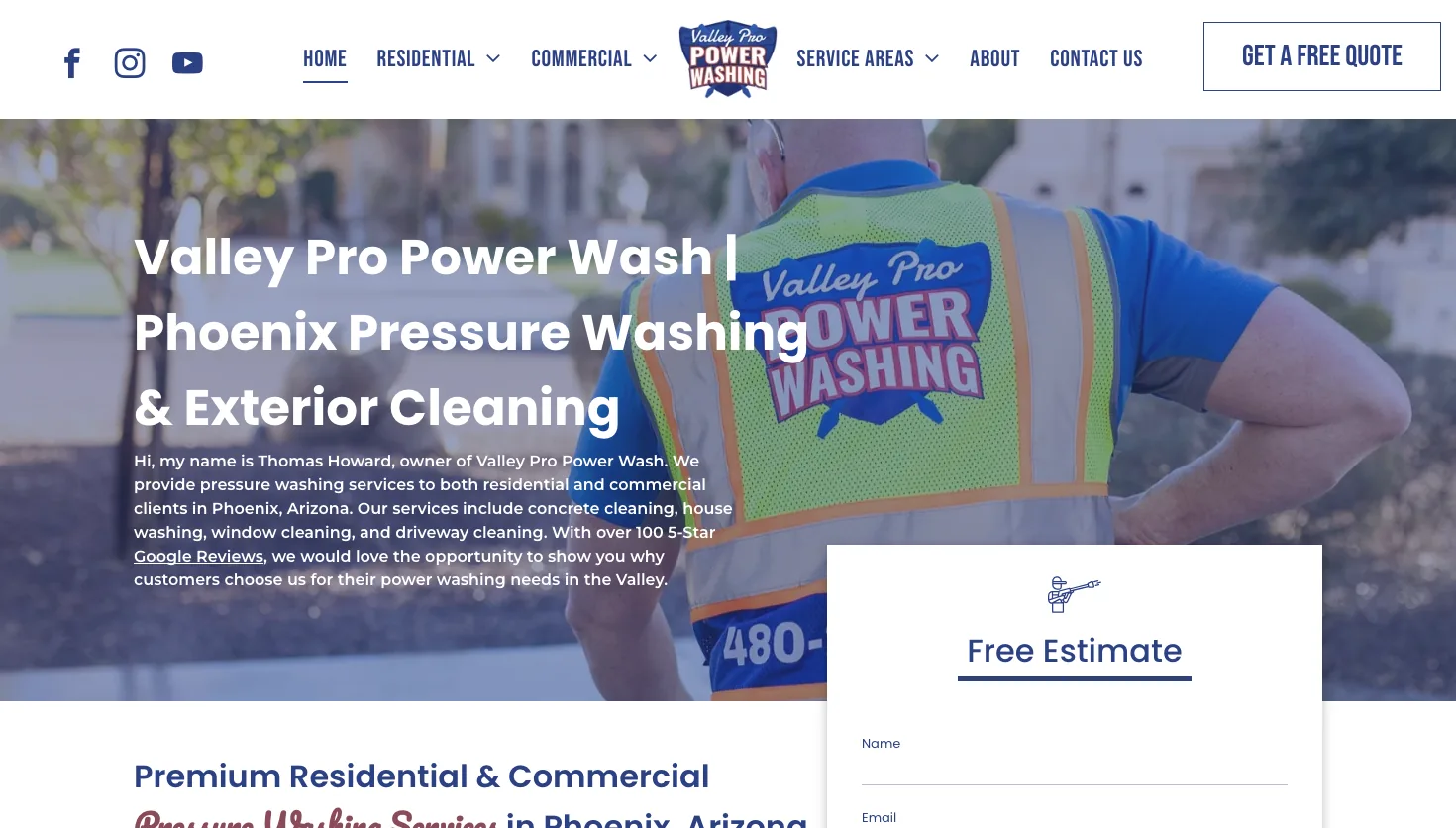 Valley Pro Power Wash website screenshot
