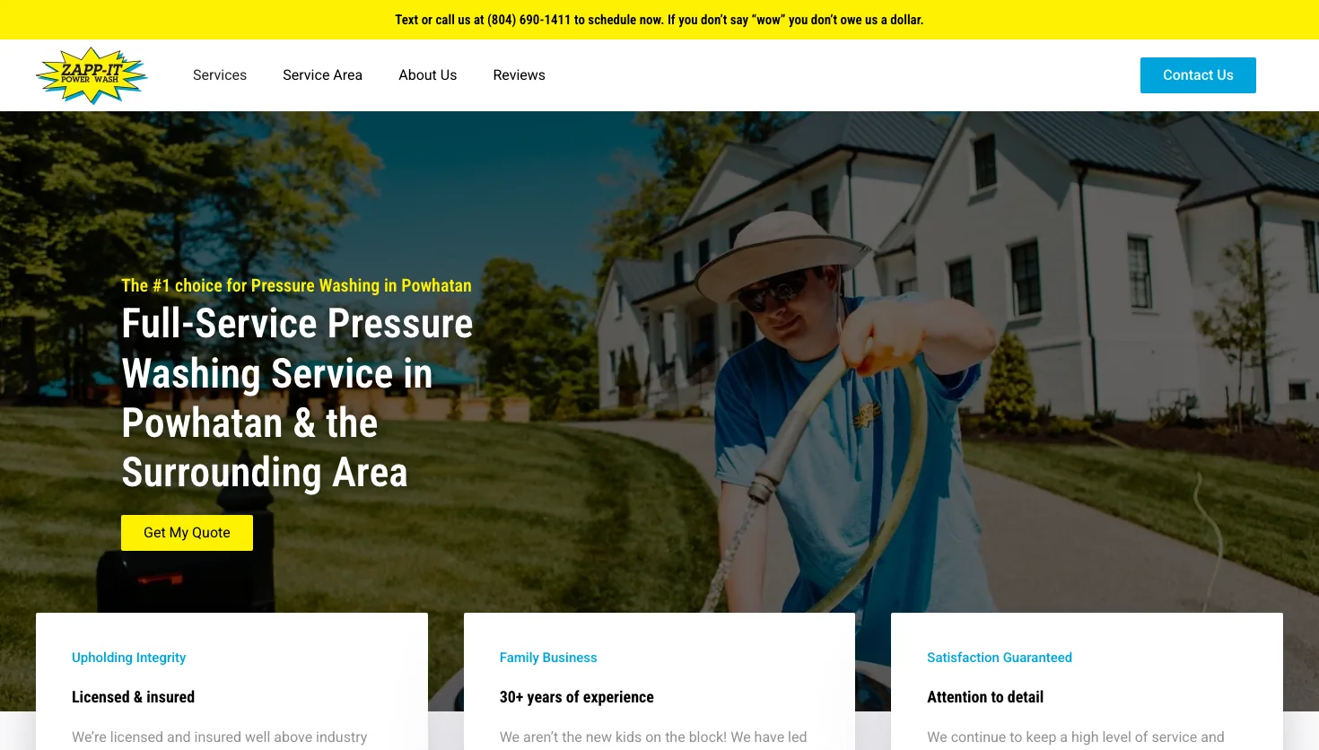 Zapp-It Power Wash website screenshot