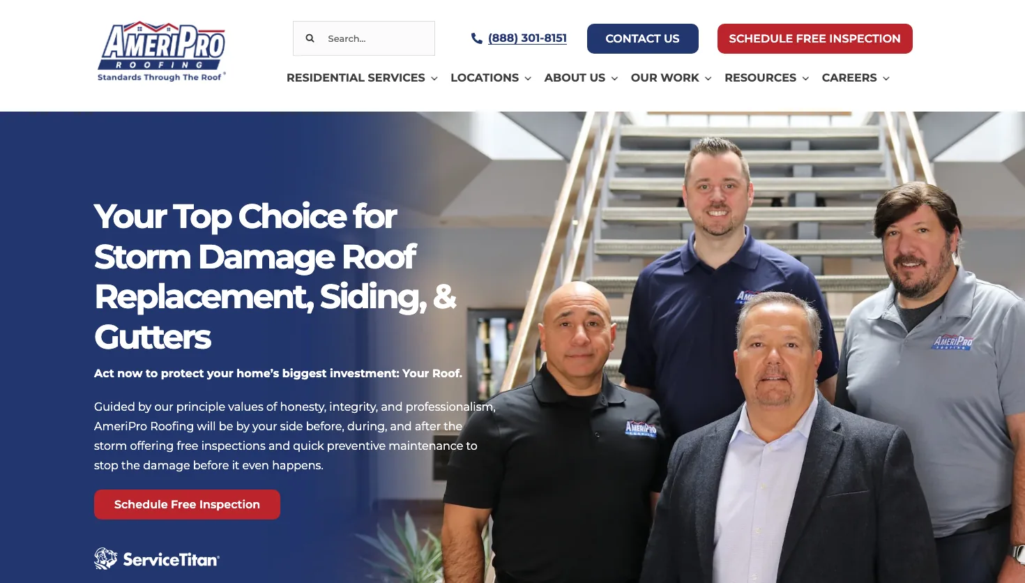 AmeriPro Roofing website screenshot