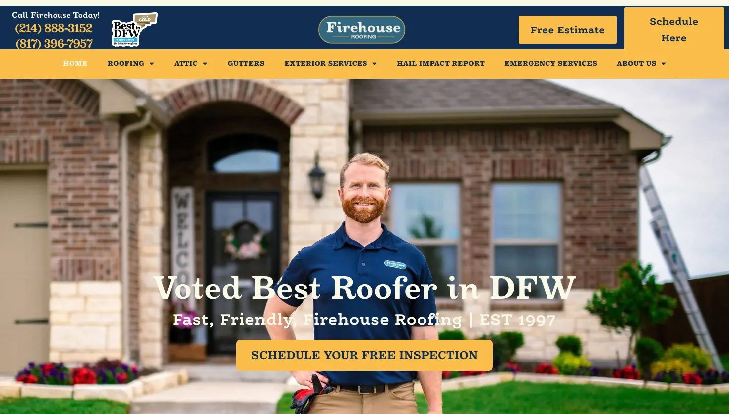 Firehouse Roofing website screenshot