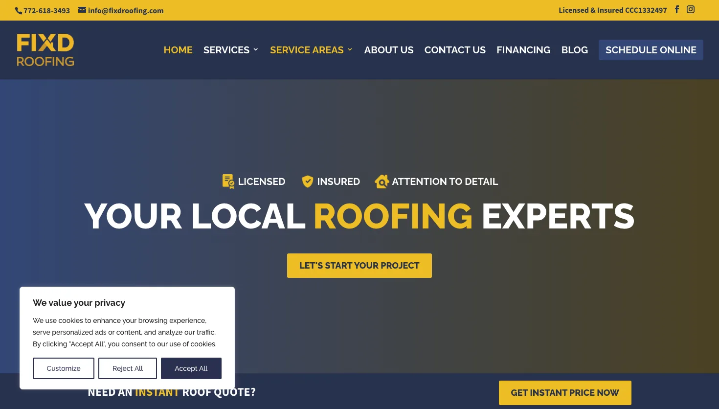 FIXD Roofing LLC website screenshot