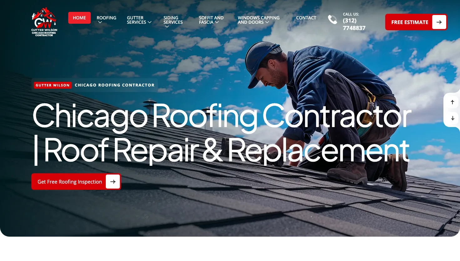 Gutters Wilson Installation Roofing Service website screenshot