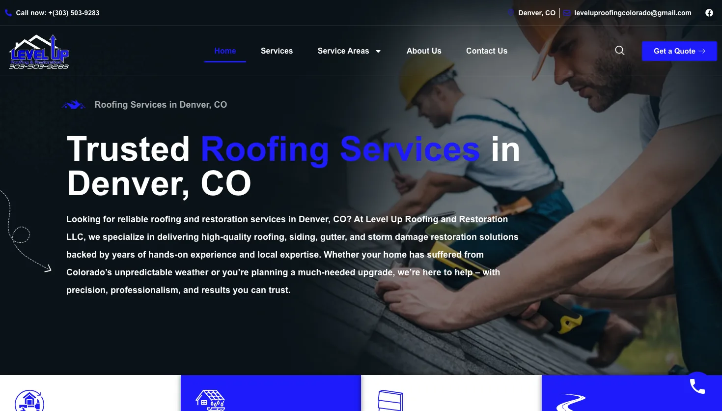 Level Up Roofing LLC website screenshot