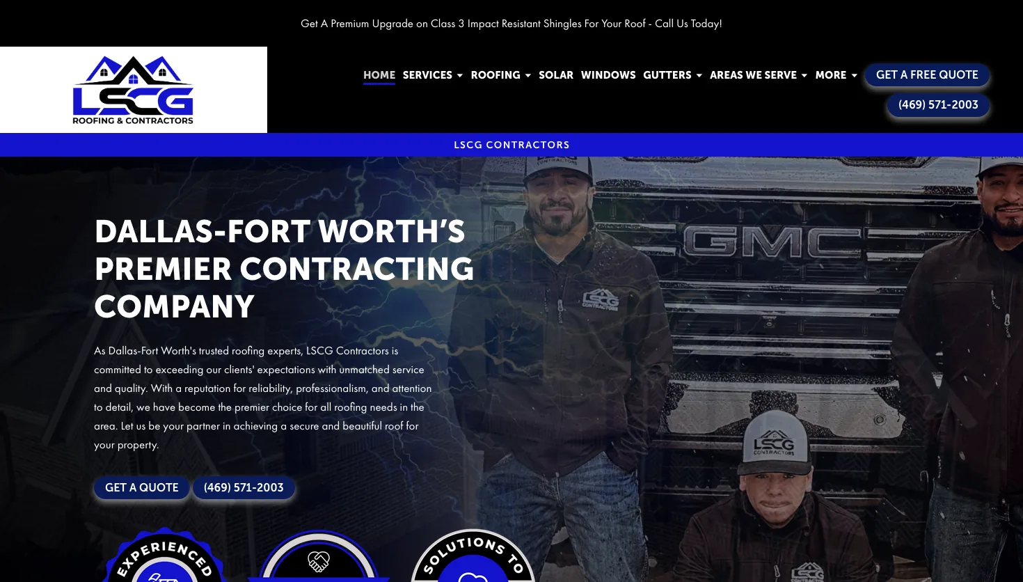 LSCG Roofing Contractors LLC website screenshot
