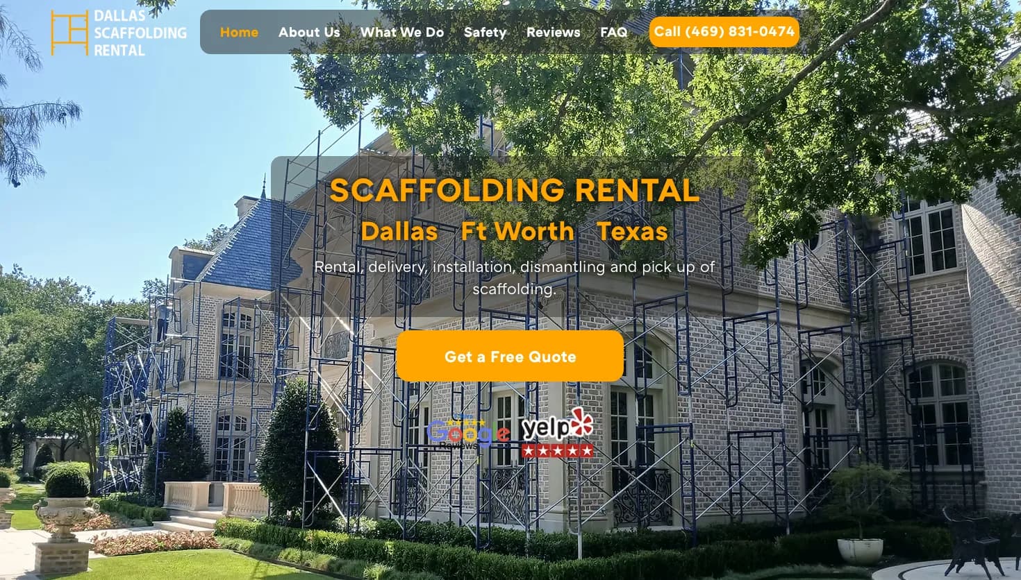 Dallas Scaffolding Rental website screenshot