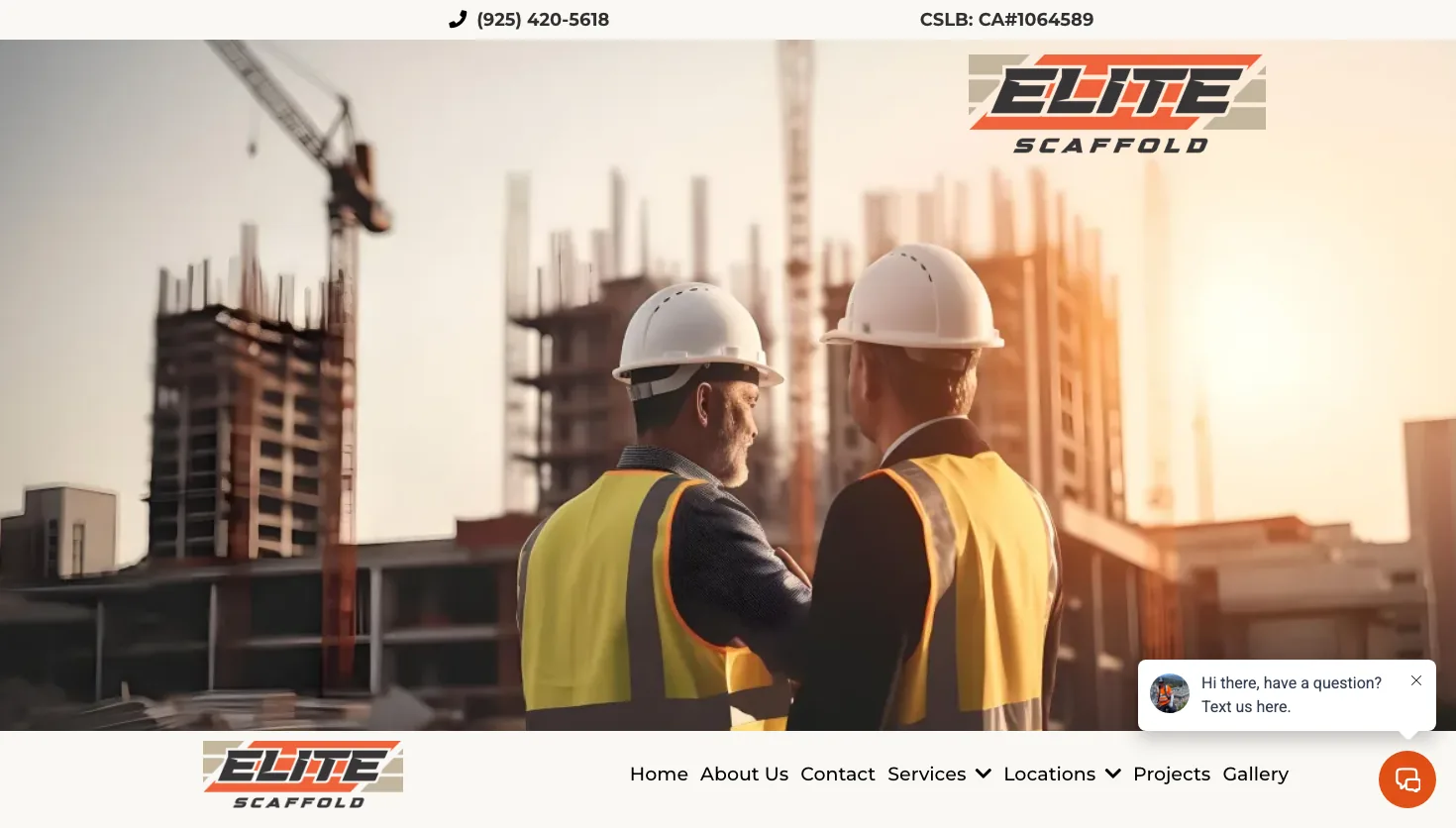 Elite Scaffold website screenshot