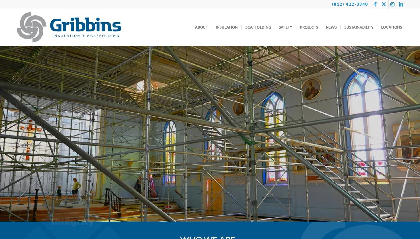 Gribbins Insulation & Scaffolding - Indianapolis Office website screenshot