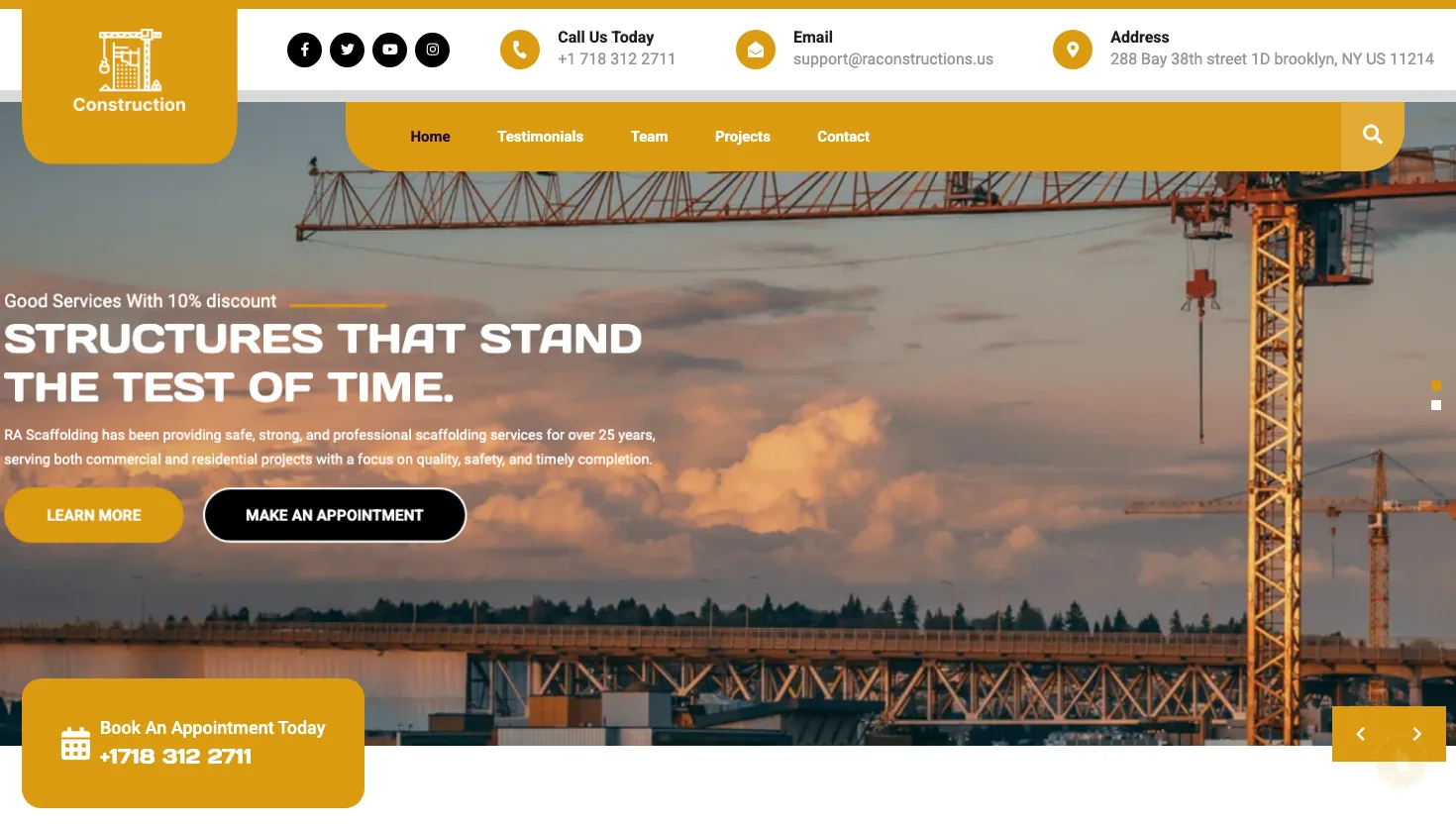R&A CONSTRUCTION SERVICES INC website screenshot