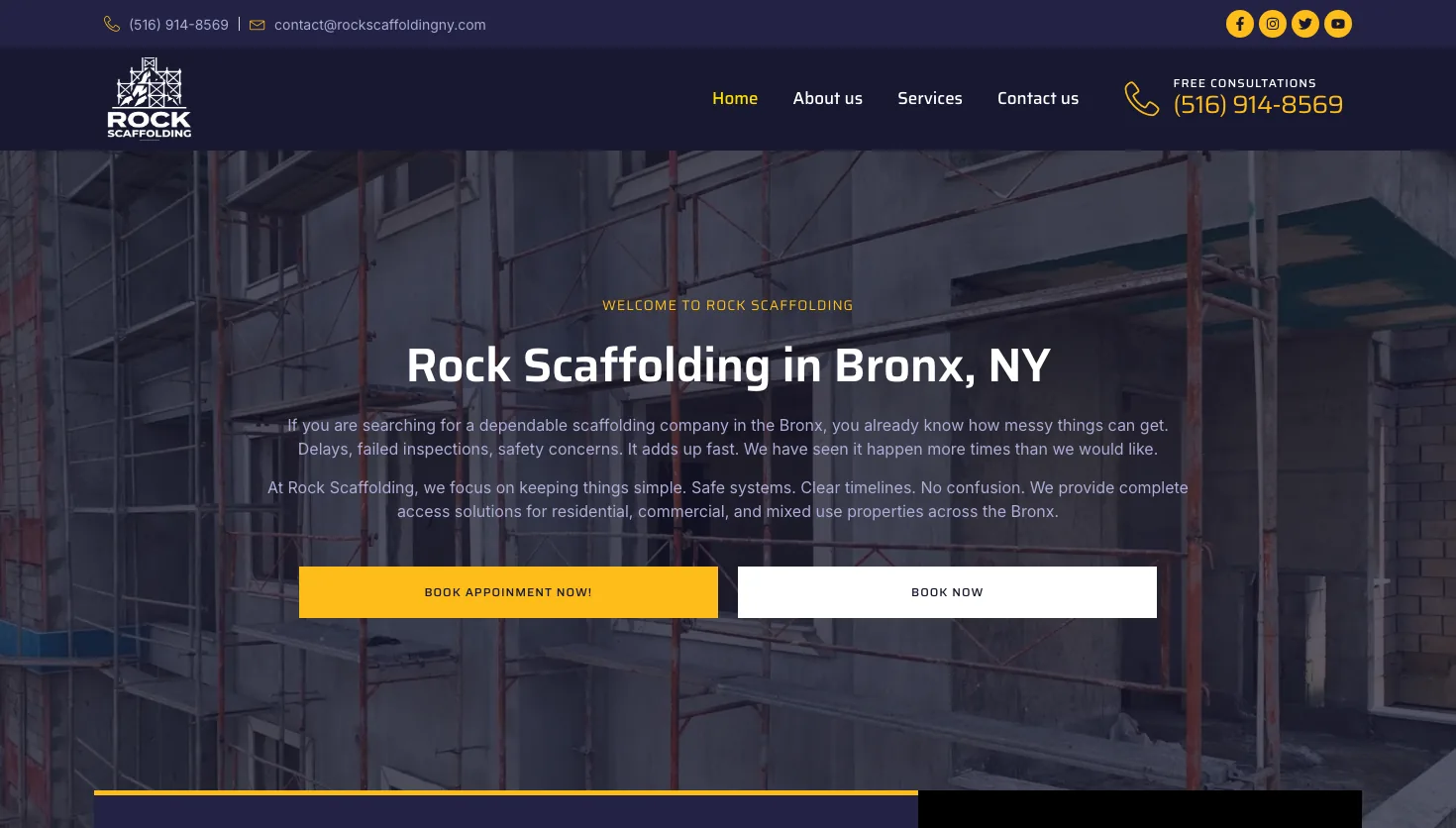 Rock Scaffolding website screenshot