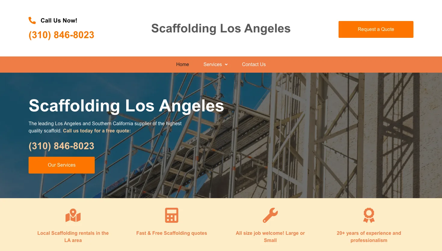 Scaffolding Los Angeles website screenshot