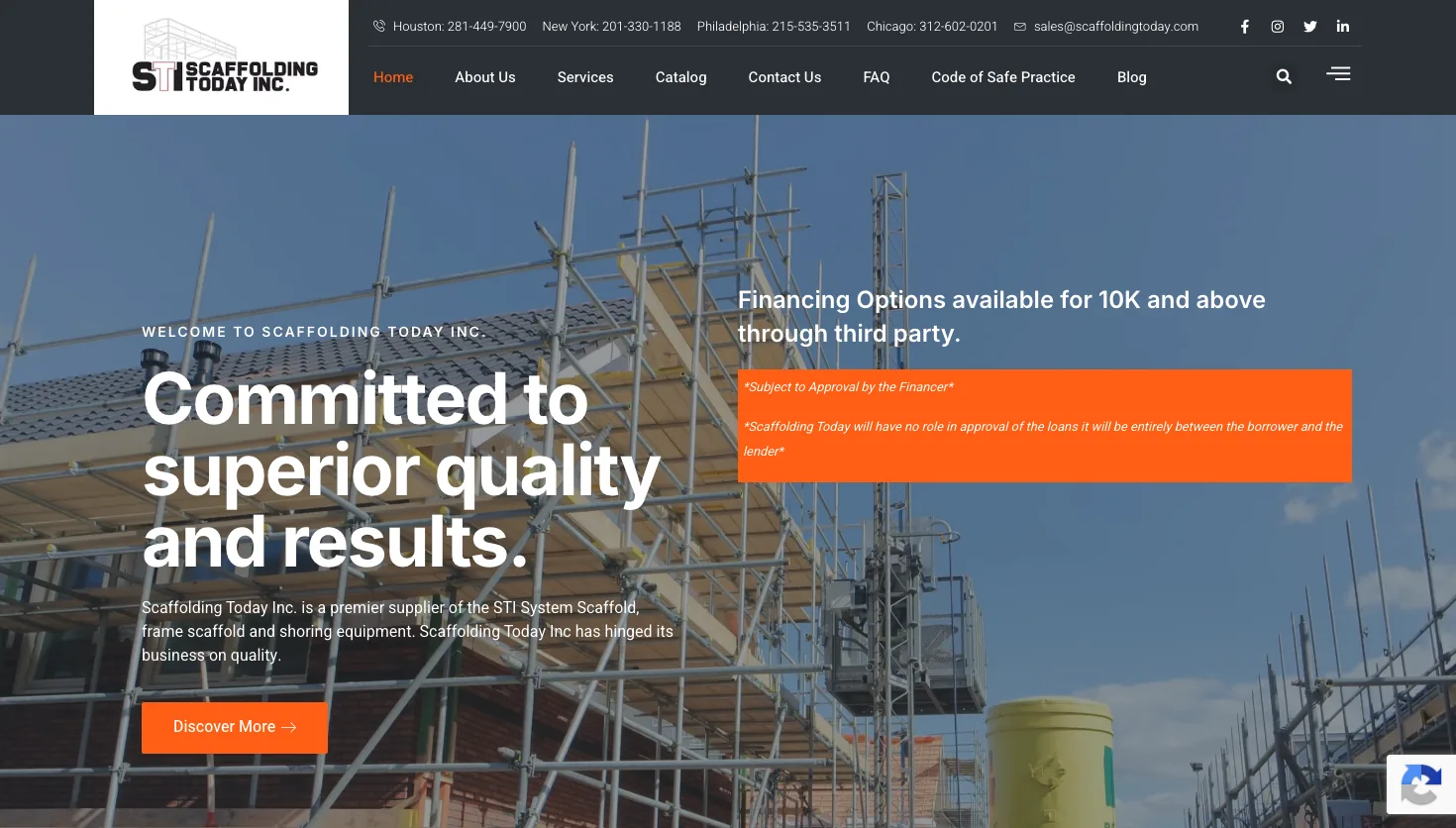 Scaffolding Today Inc website screenshot
