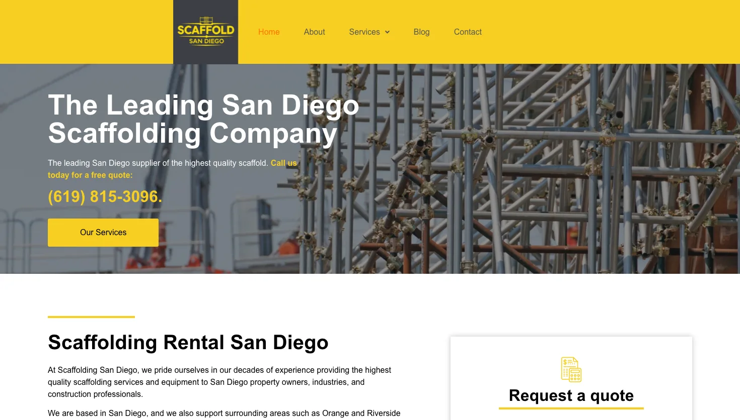 Scaffolding San Diego website screenshot