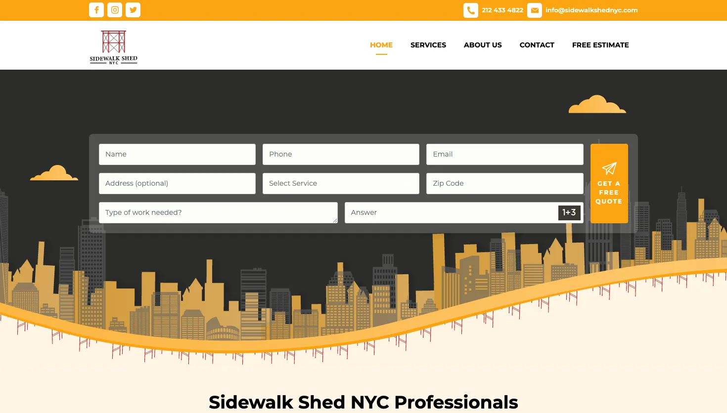Sidewalk Shed NYC & Pipe Scaffolding Contractors website screenshot