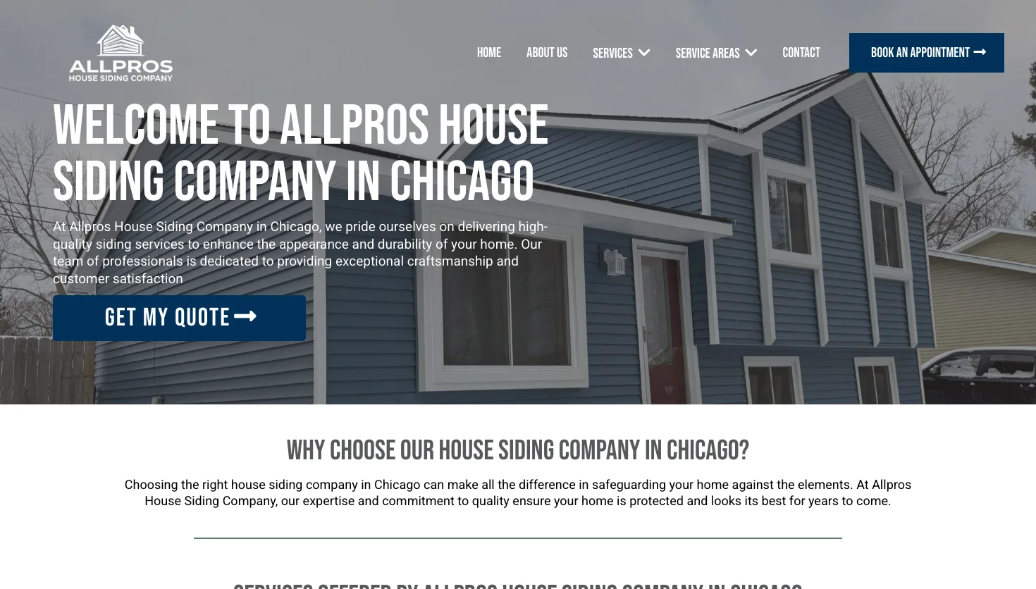 Allpros Siding Company website screenshot