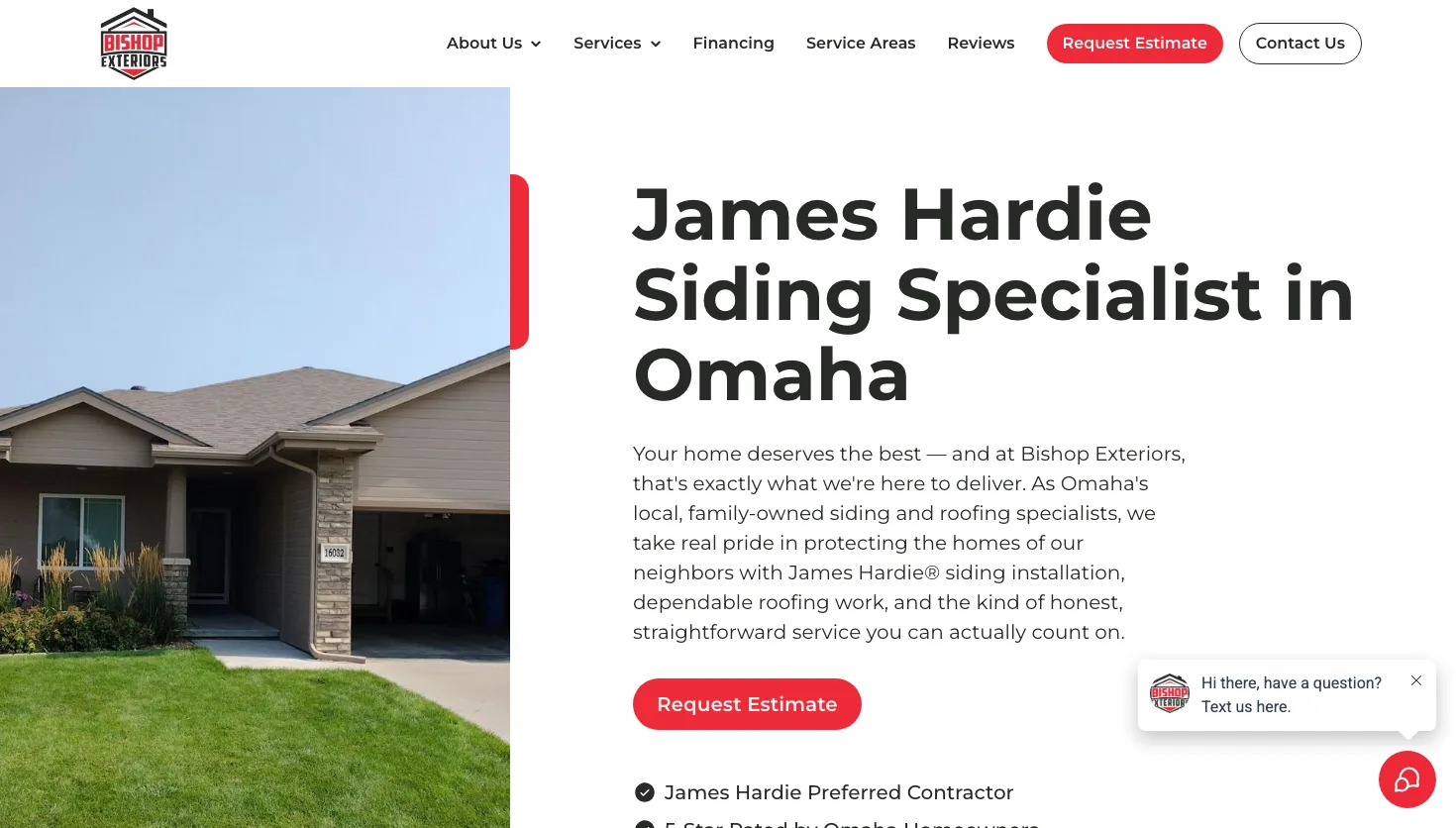 Bishop Exteriors website screenshot