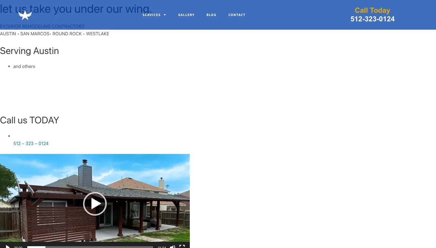 BrightWing Custom Exteriors website screenshot