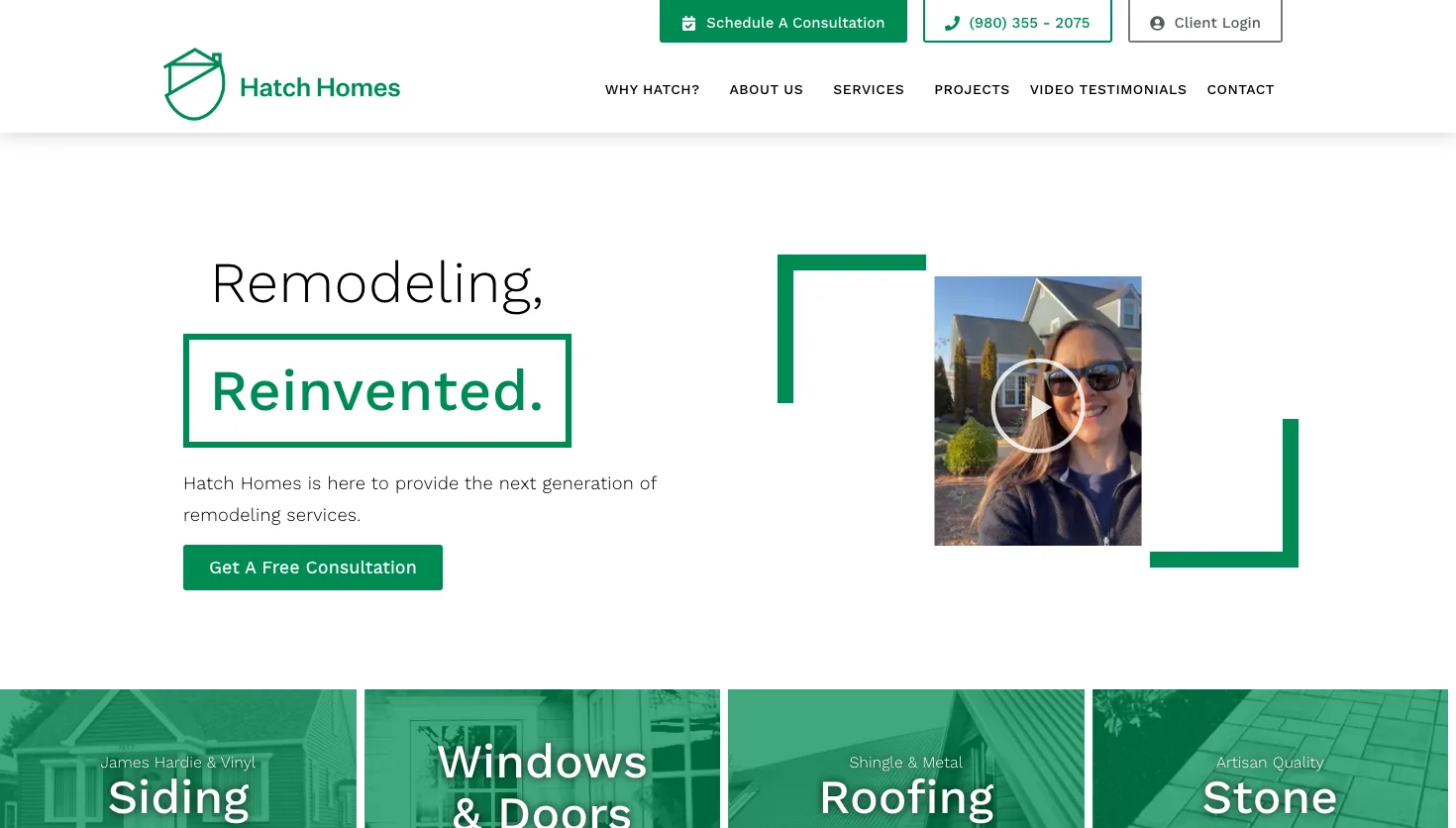 Hatch Homes website screenshot