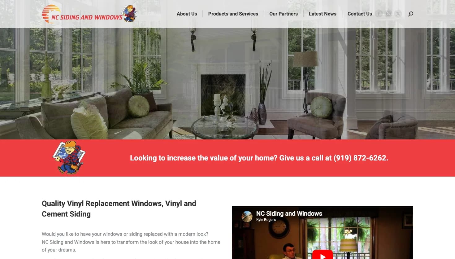 NC Siding and Windows, Inc. website screenshot