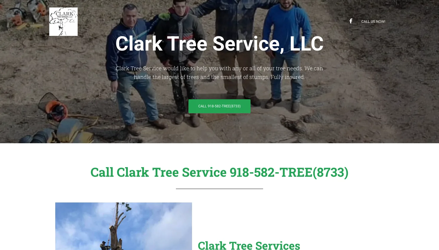 Clark Tree Service, LLC website screenshot