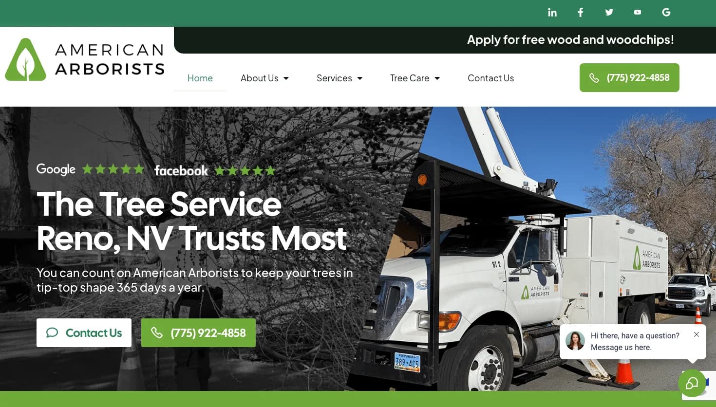 American Arborists Tree Service website screenshot