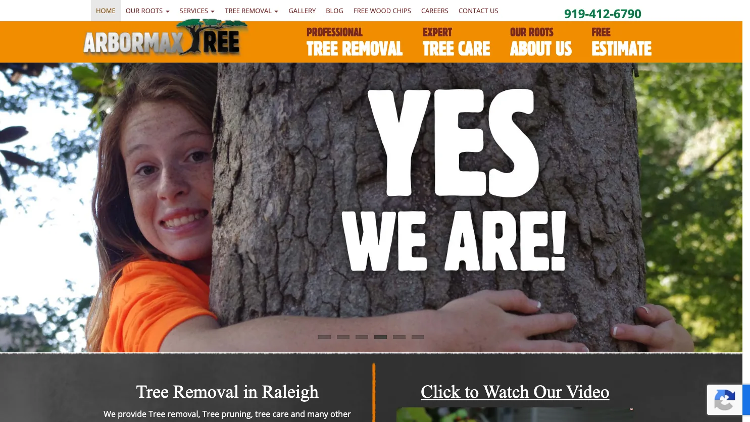 ArborMax Tree Service website screenshot