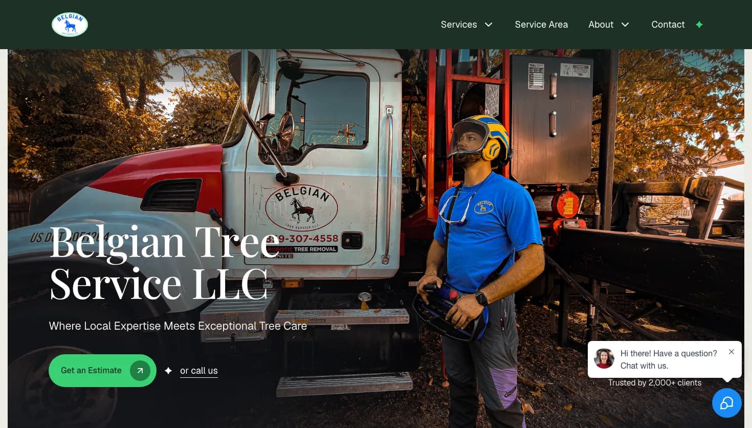 Belgian Tree Service LLC website screenshot