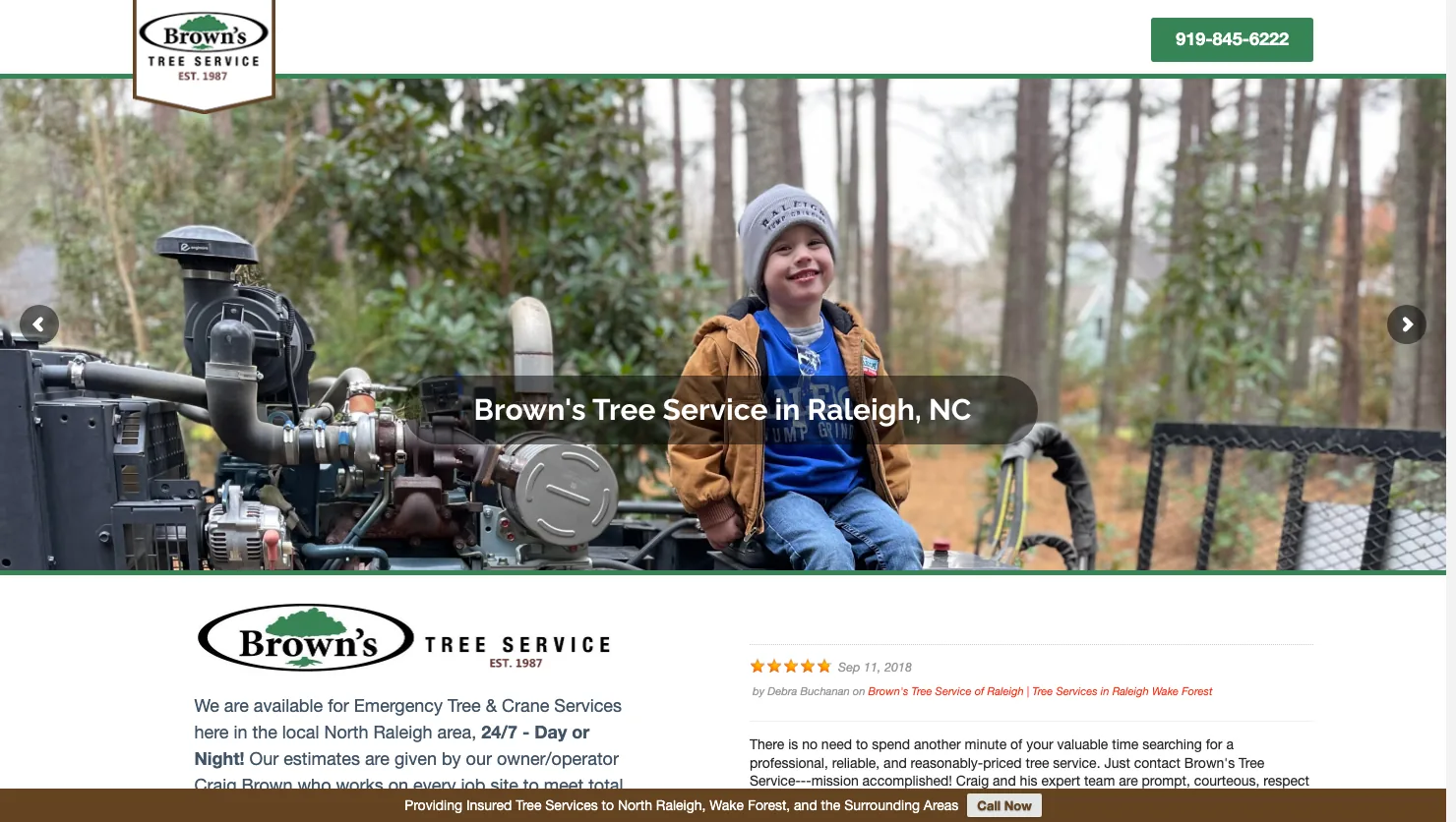Brown's Tree Service website screenshot