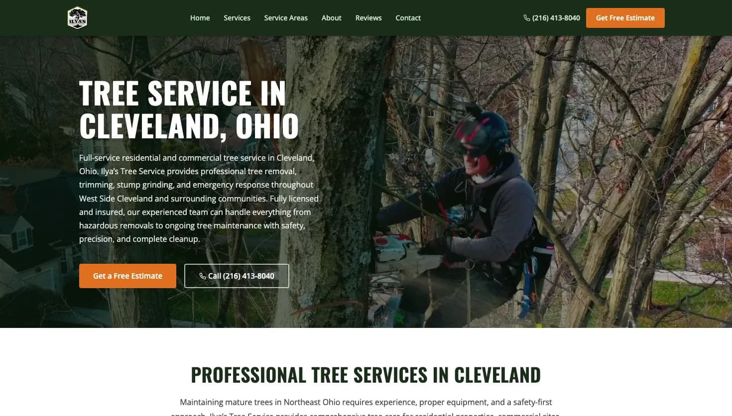 Ilya's tree service website screenshot