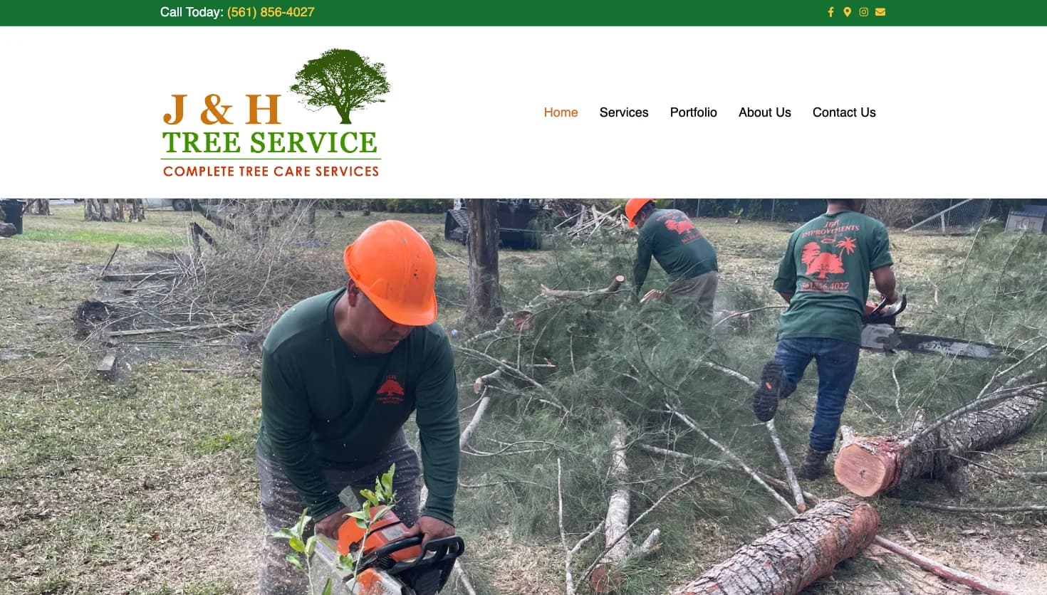 J & H Tree Service website screenshot