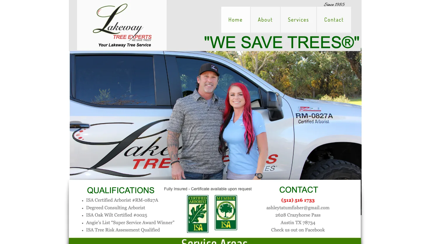 lakeway tree experts website screenshot