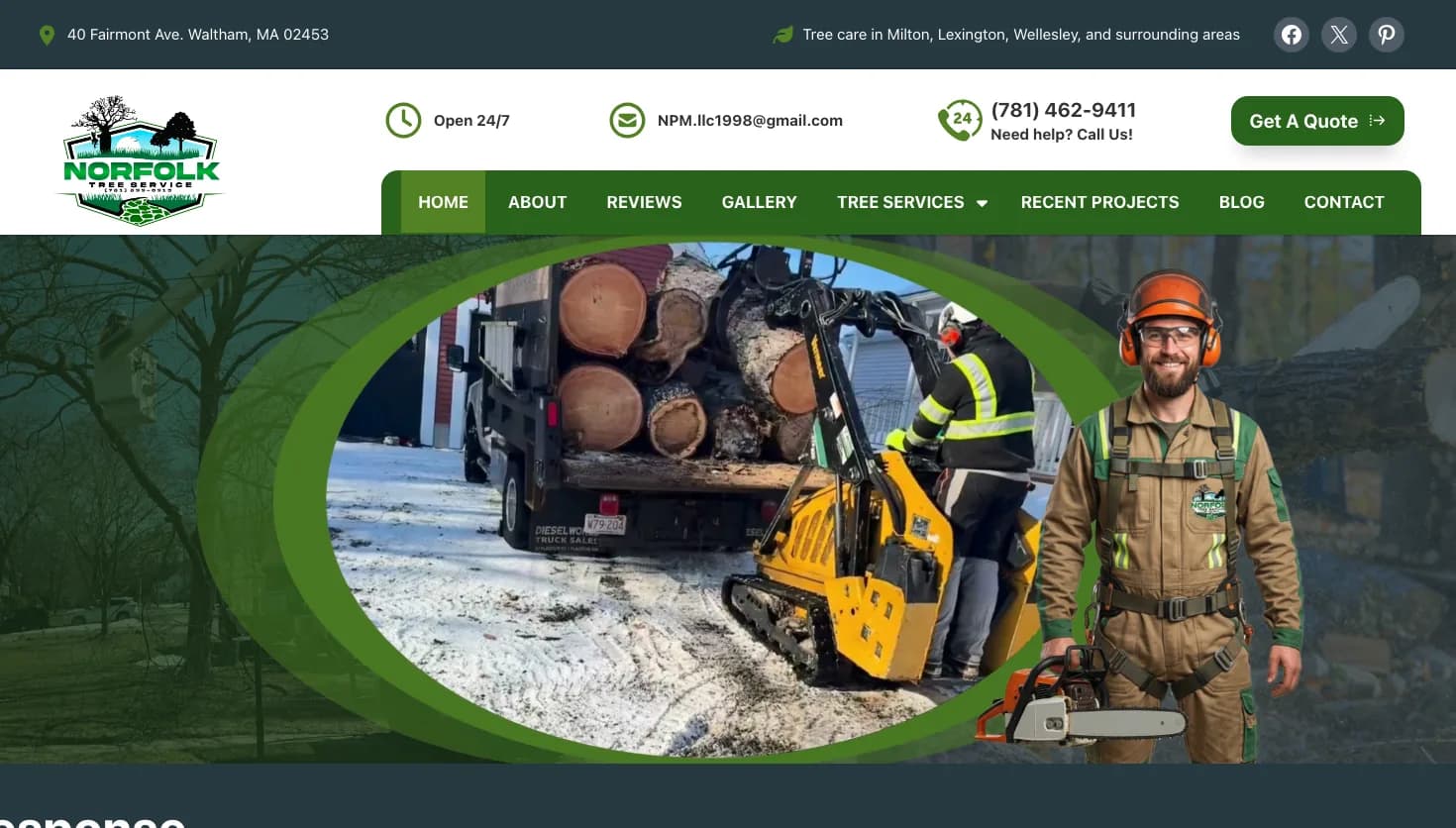 Norfolk Tree Service, LLC website screenshot