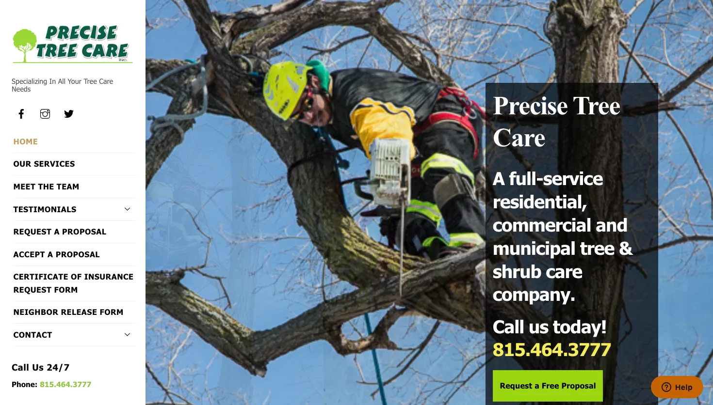 Precise Tree Care website screenshot