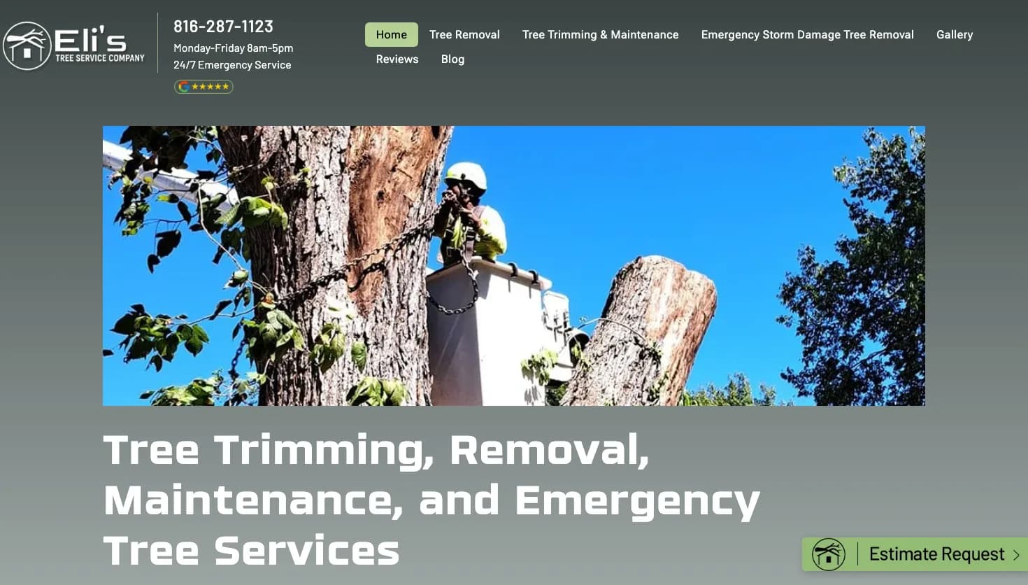 Eli's Tree Service Company website screenshot