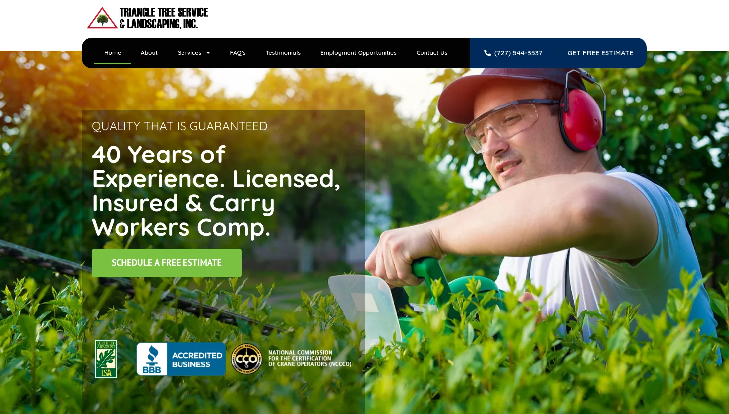 Triangle Tree Service & Landscaping website screenshot