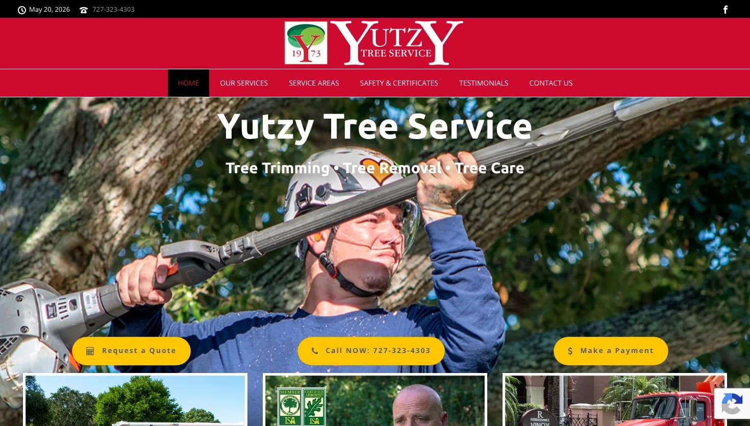 Yutzy Tree Service website screenshot