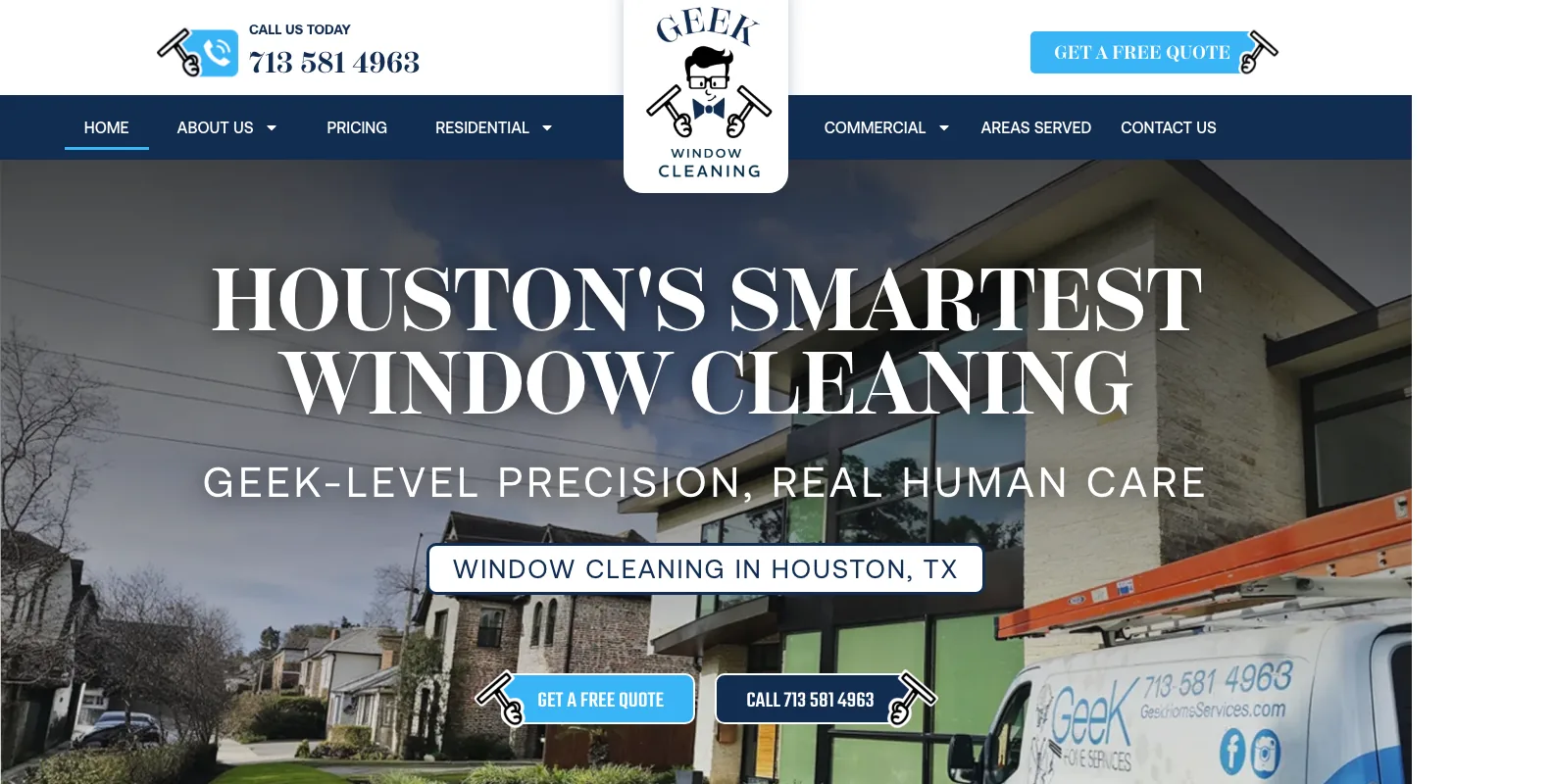 Geek Window Cleaning website screenshot