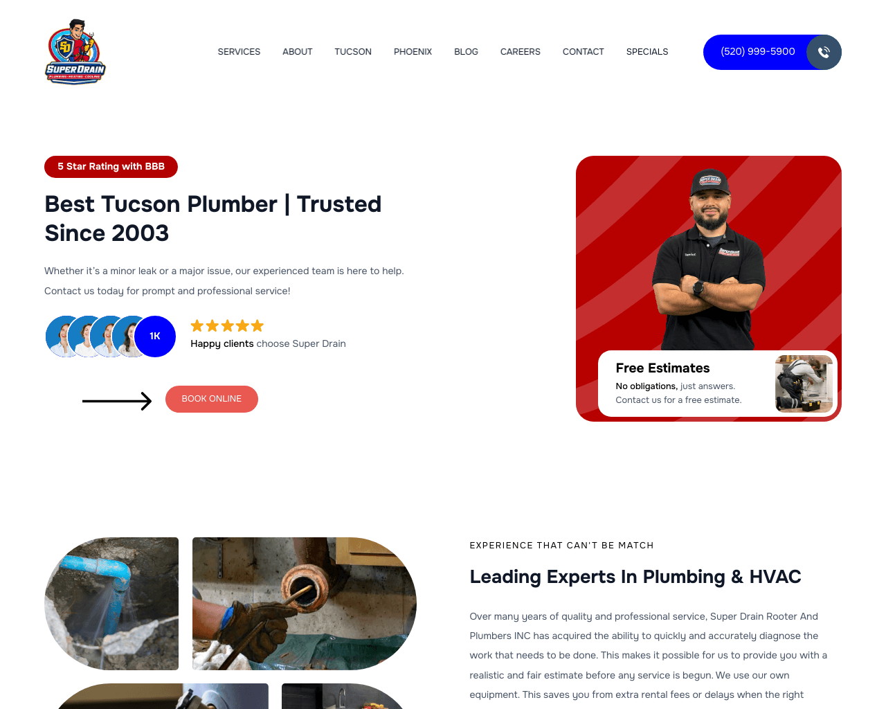 Super Drain Rooter And Plumbers INC website screenshot