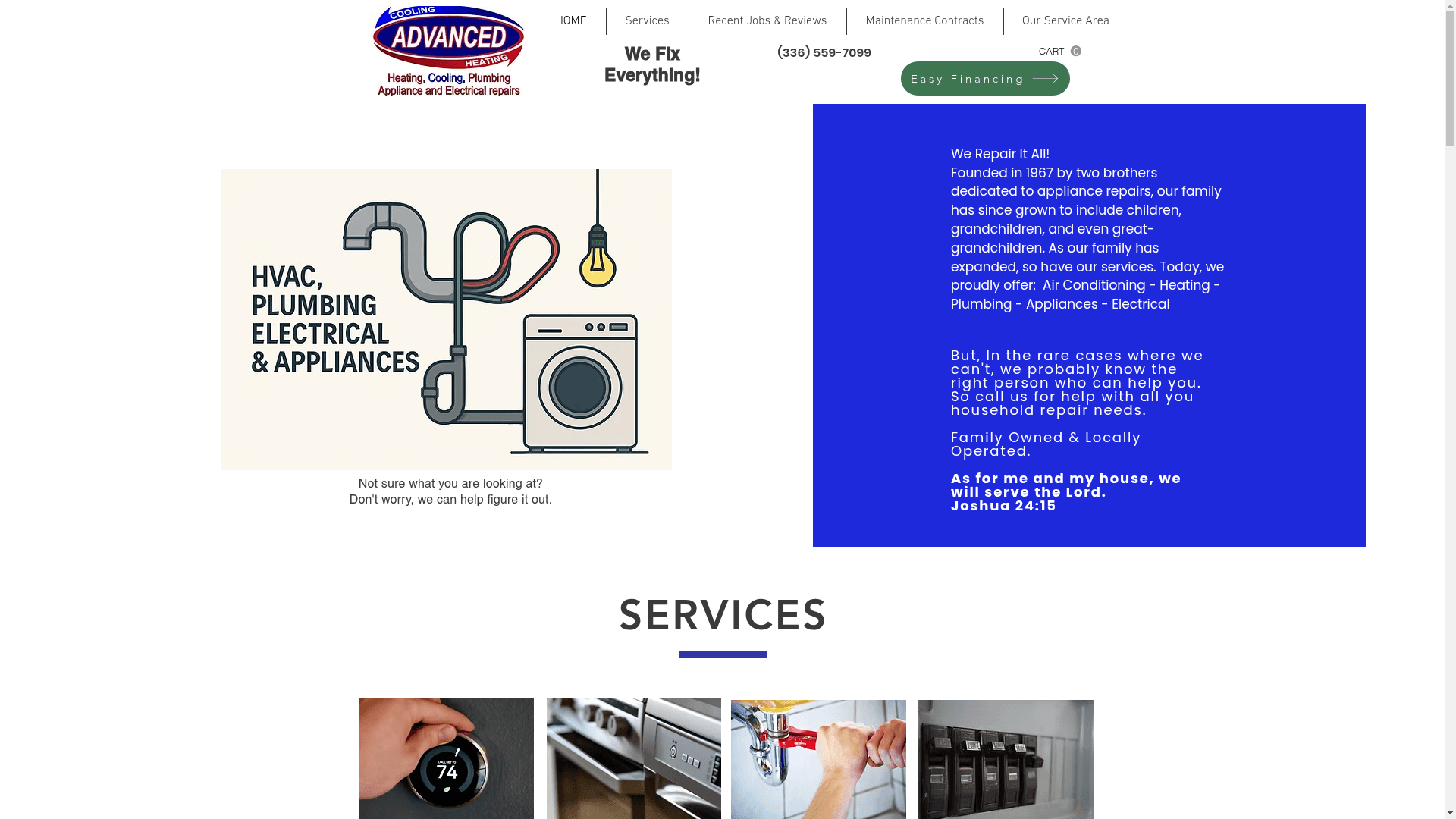 Advanced Appliance Service website screenshot
