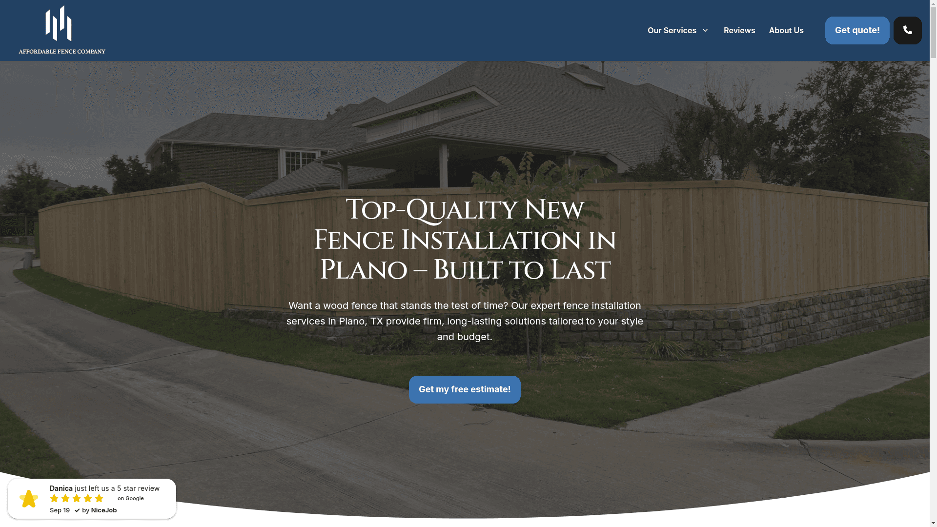 Affordable Fence Company website screenshot