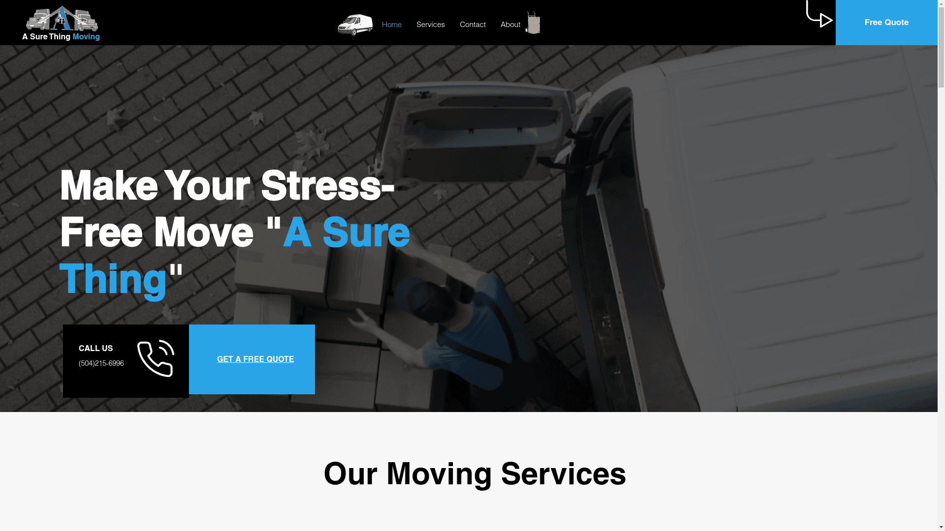 A Sure Thing Moving website screenshot