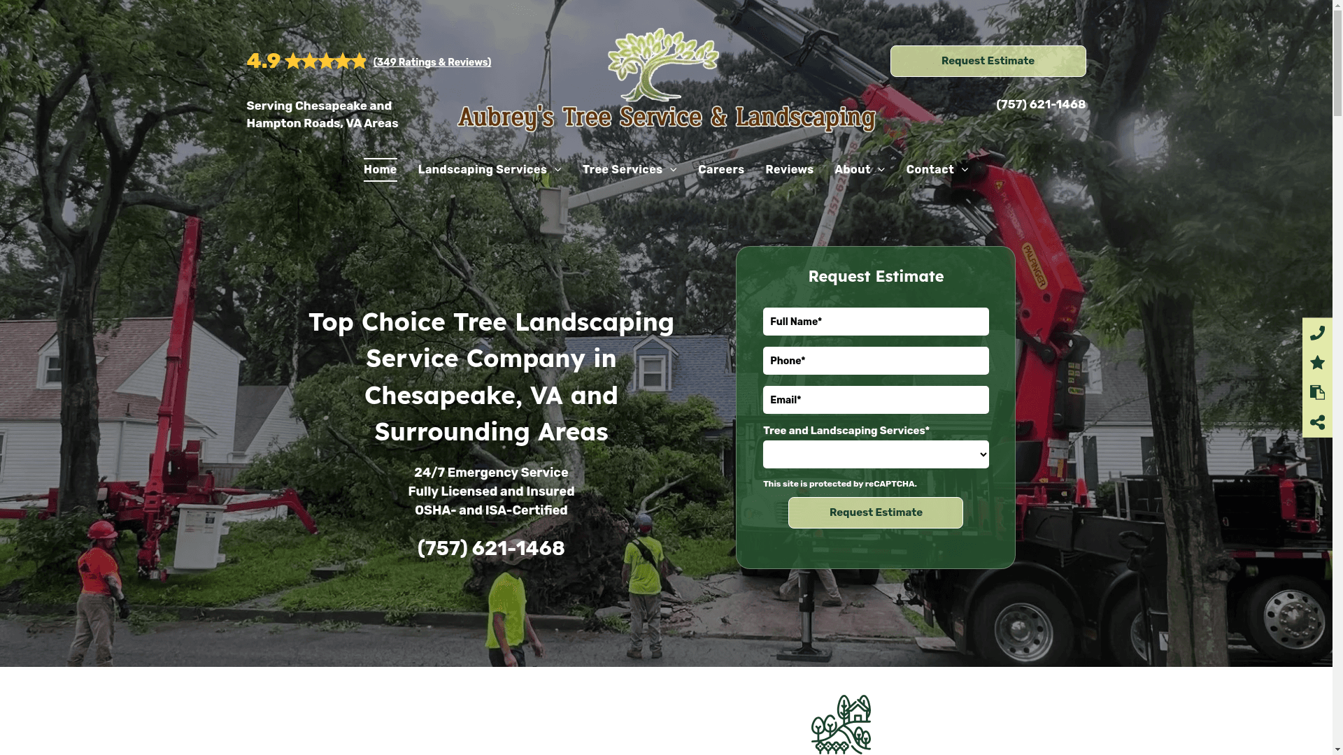 Aubrey's Tree Service & Landscaping website screenshot
