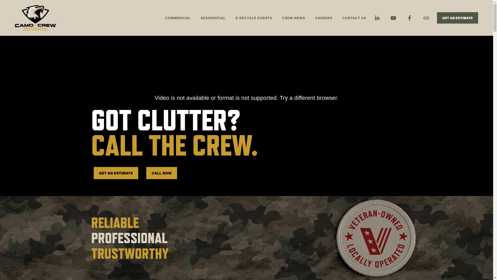 Camo Crew Responsible Junk Removal website screenshot