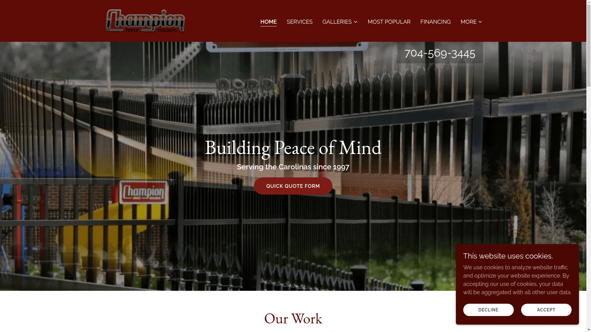 Champion Fence Builders Inc. website screenshot