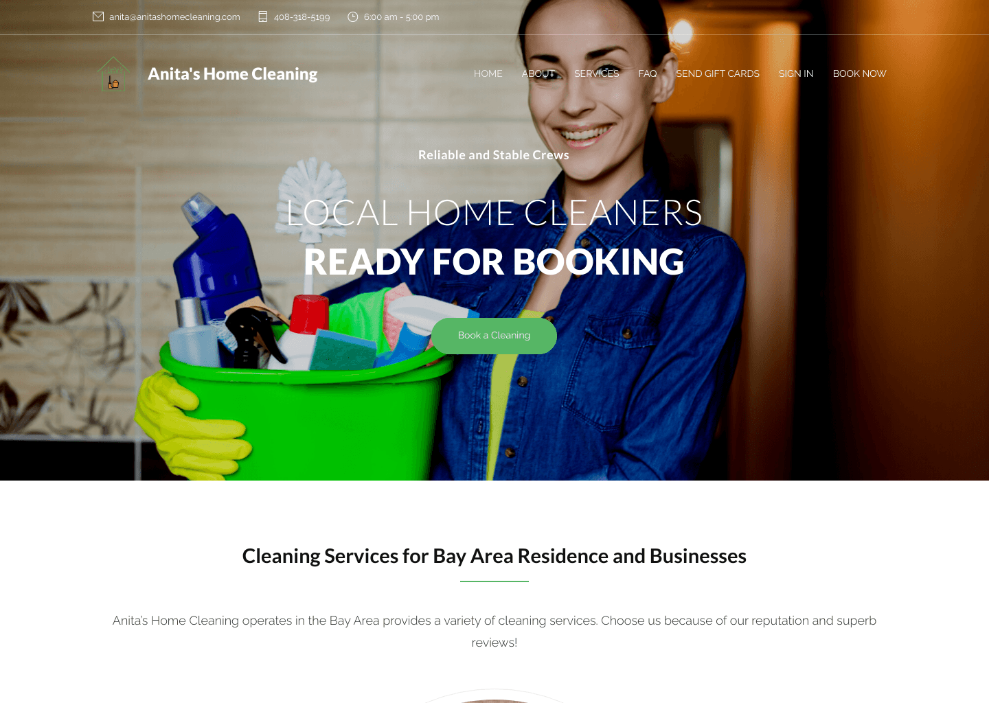 Anita's Home Cleaning website screenshot