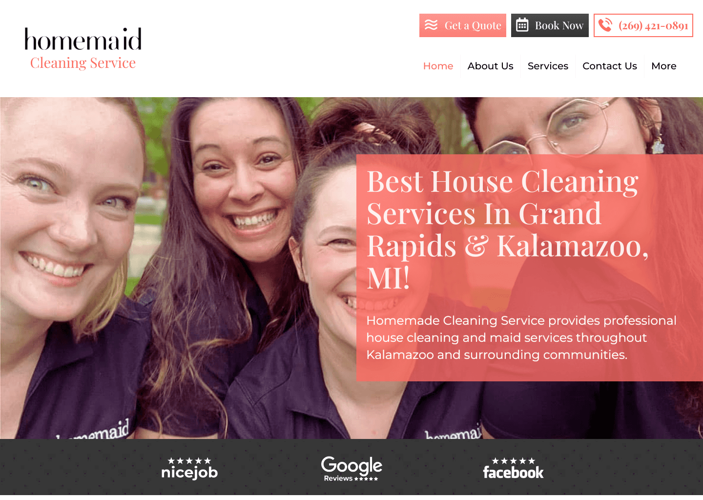 Homemaid Cleaning Service website screenshot