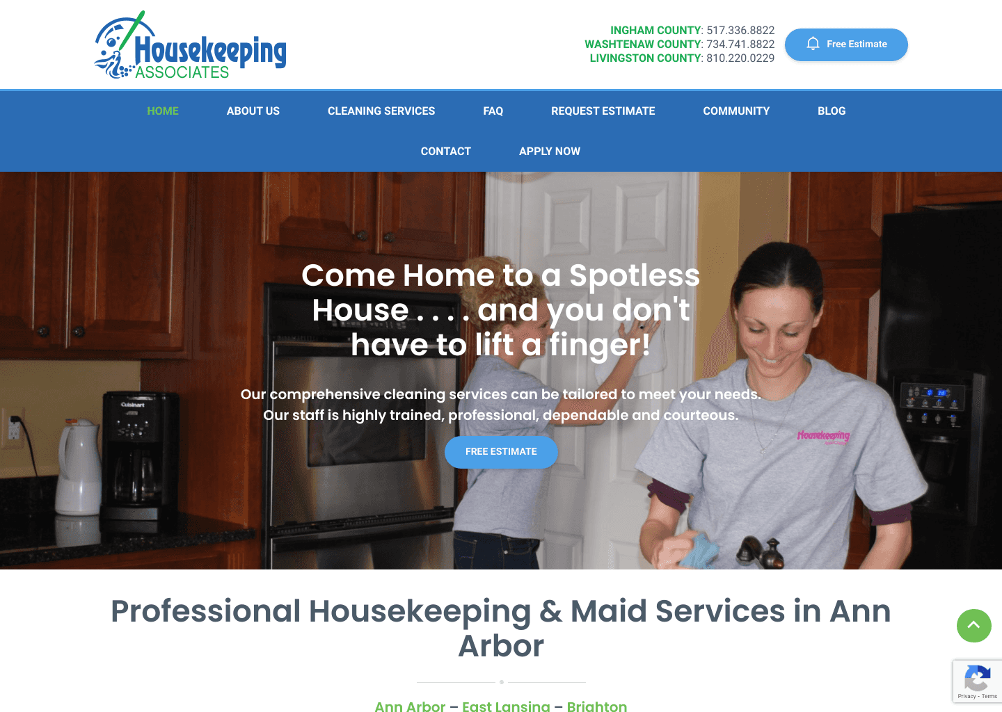 Housekeeping Associates website screenshot