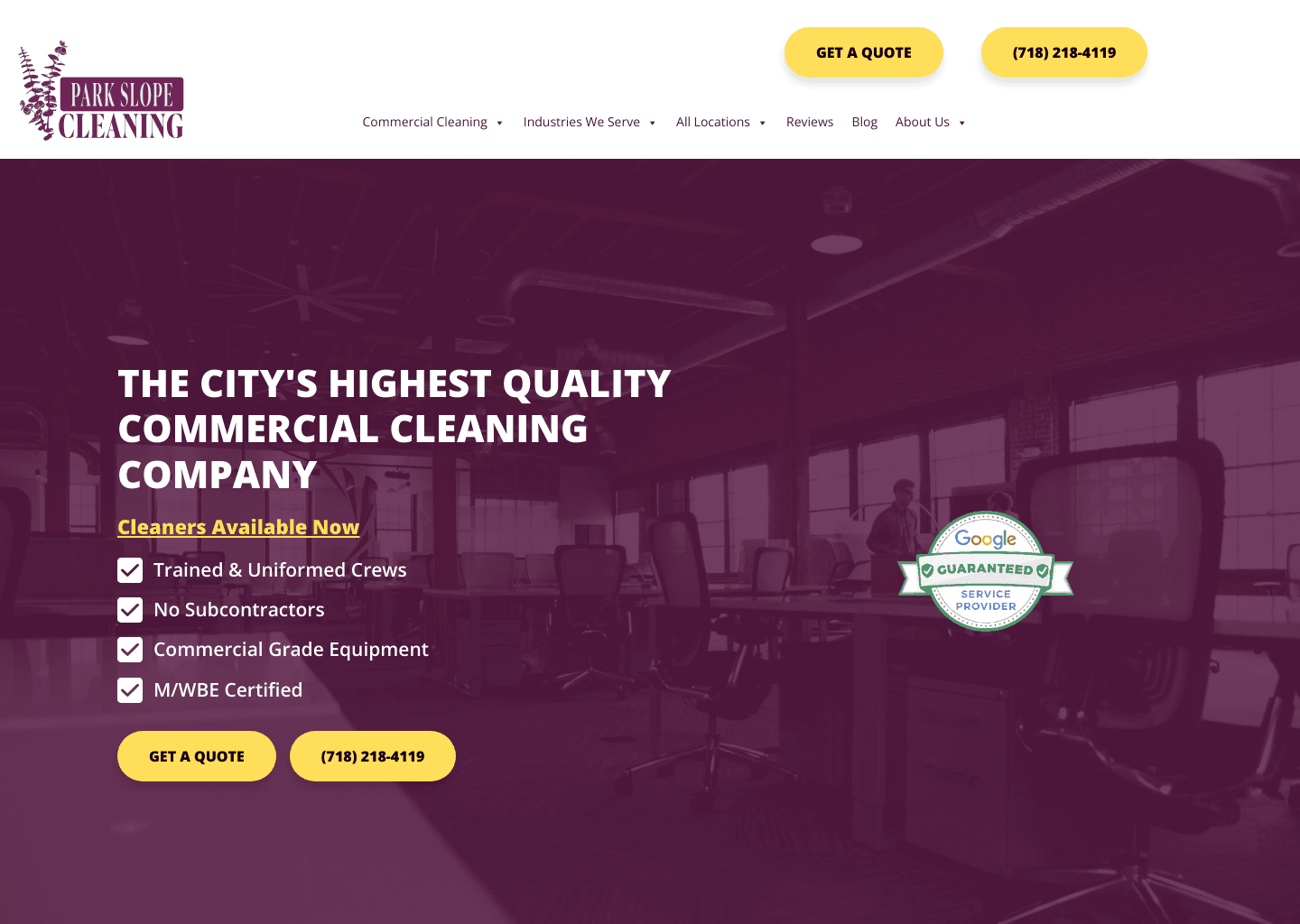 Park Slope Cleaning website screenshot