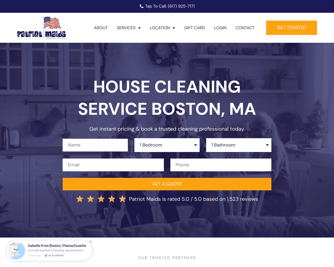 Patriot Maids website screenshot