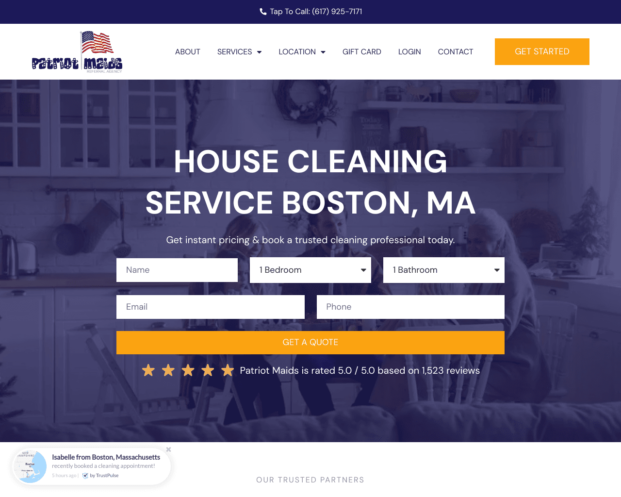 Patriot Maids website screenshot