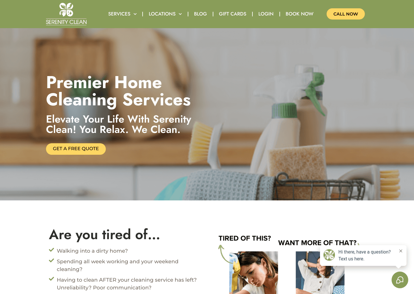 Serenity Clean website screenshot